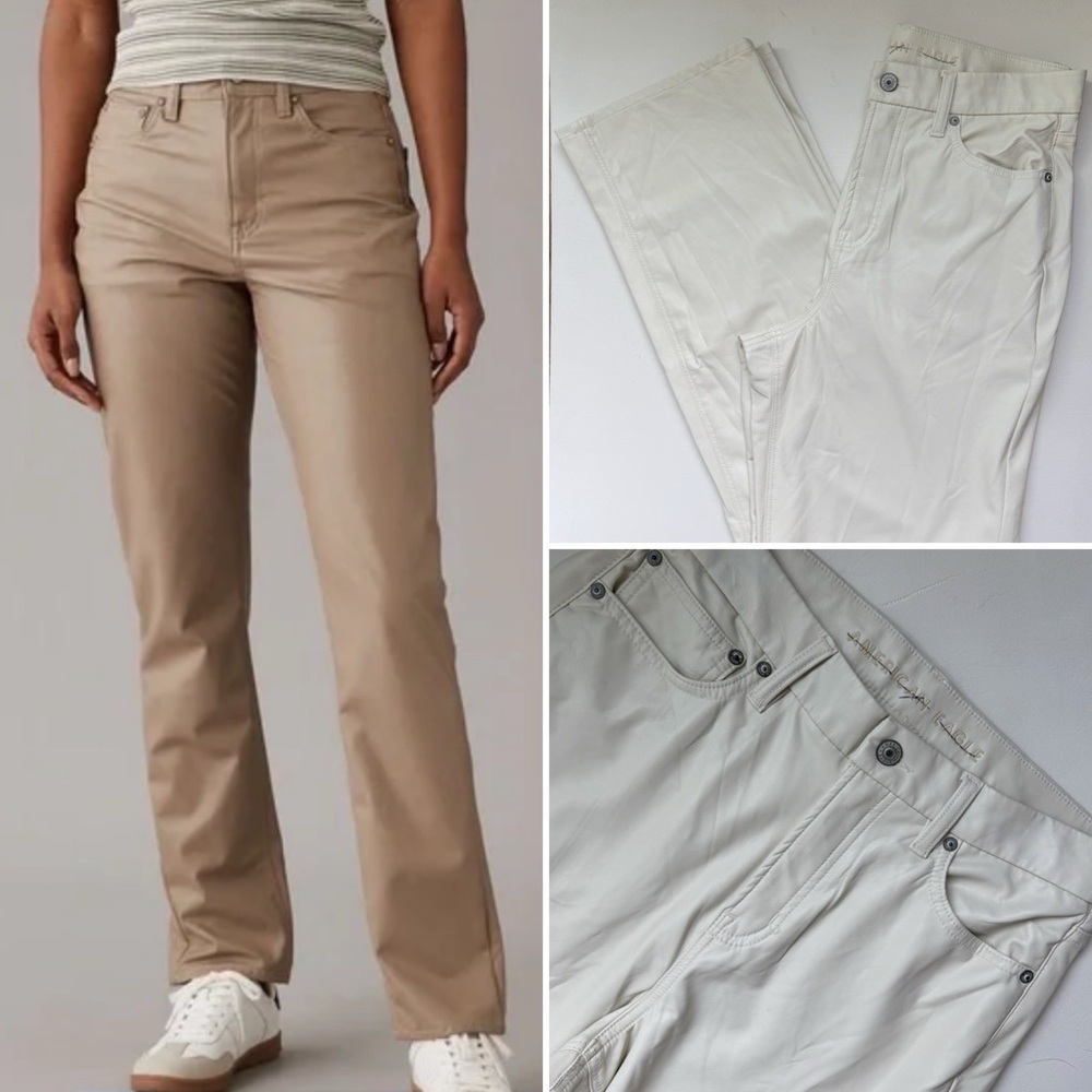 American Eagle Curvy Super High-Rise Straight Vegan Leather Jeans